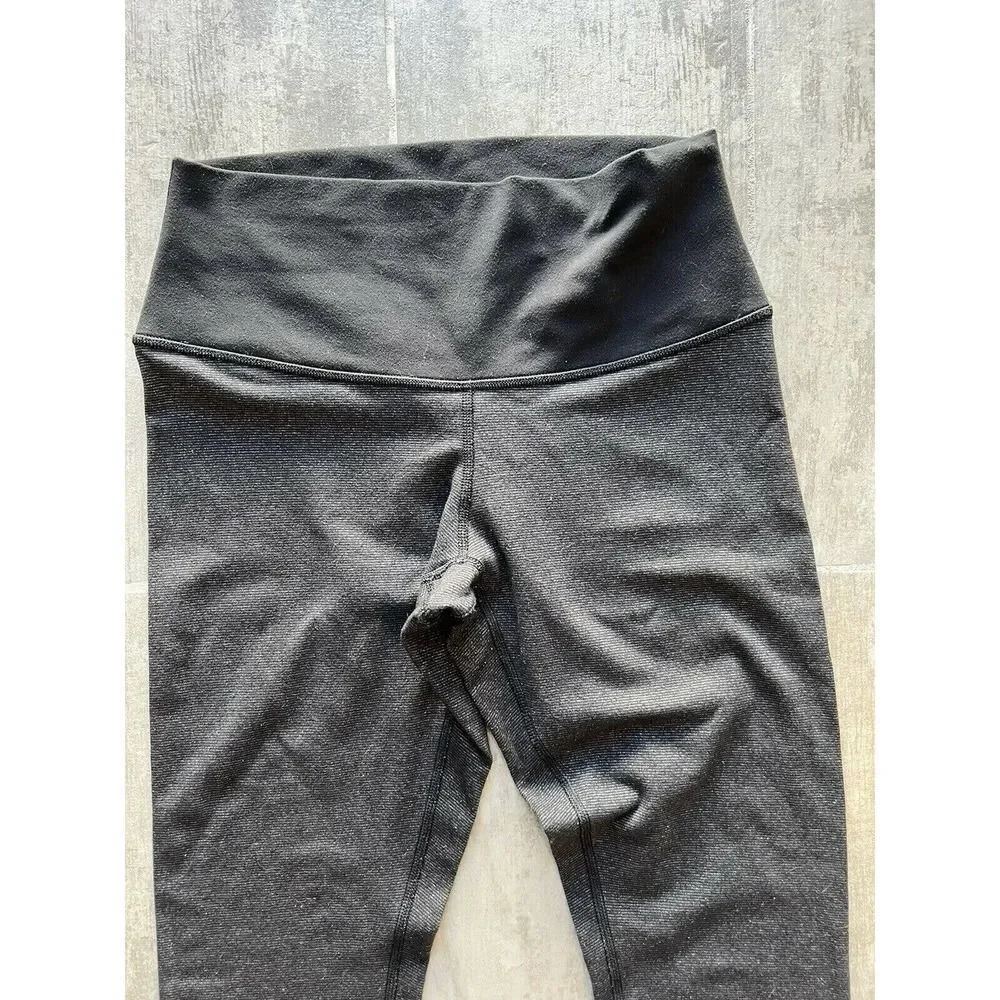 LULULEMON Wunder Under Wee Stripe Heathered Black Leggings Luon RARE Roll Down 6